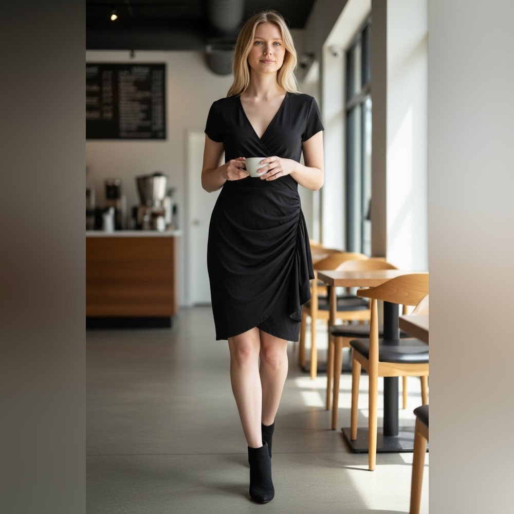 New York & Company Black Asymmetrical Dress